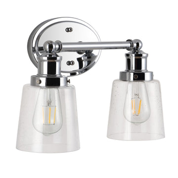 Beverly Iron/Seeded Glass Classic Cottage LED Vanity Light - JONATHAN Y